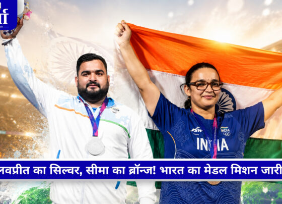 कॉमनवेल्थ गेम्स 2026 में लवप्रीत सिंह और सीमा कालीरमन के पदक जीतने से जुड़ी सांकेतिक तस्वीर