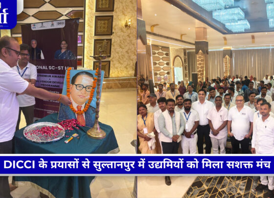 सुल्तानपुर में DICCI और NSSH द्वारा आयोजित उद्यमी जागरूकता एवं विशेष विक्रेता विकास कार्यक्रम में शामिल उद्यमी और अतिथि