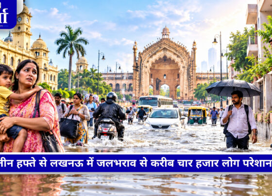 फैजुल्लागंज के मोहल्लों में बारिश का पानी भरने से जलभराव की स्थिति