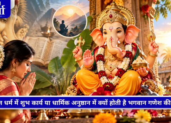 शुभ कार्य से पहले भगवान गणेश की पूजा करते श्रद्धालु